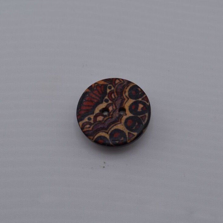 Coconut Shell Button With Kashmir Print Design in Cream Peach Black ...