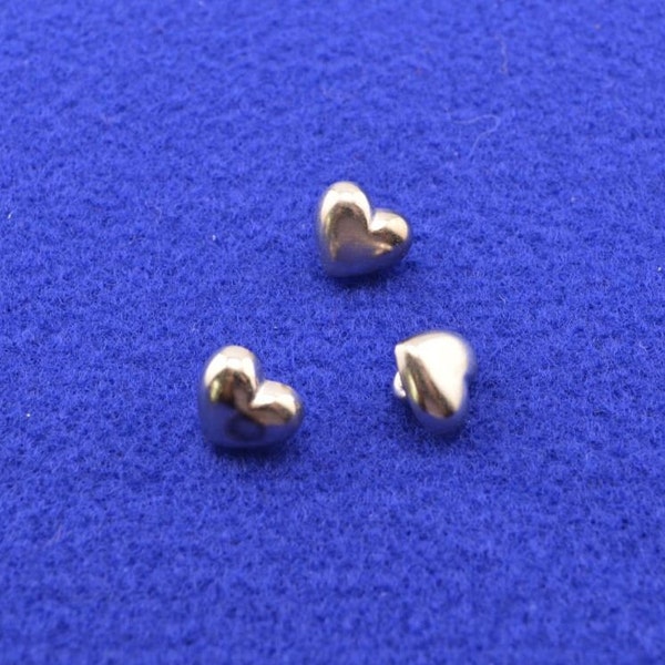 Tiny Silver Tone Heart Shaped Dome Button – shank (VV-04)