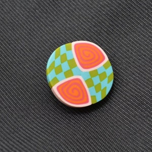Bright Harlequin and Swirl Modern Art Resin Round Button (CC-28)