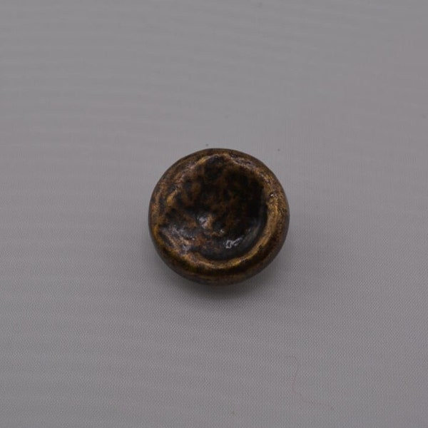 Dull Gold Industrial Look Round Button with Fingerprint Indention  – shank (VV-05)