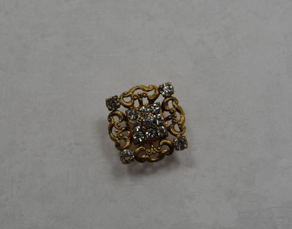 Square Burnished Gold With Grey Rhinestones (J-05) - Etsy Israel display picture 3