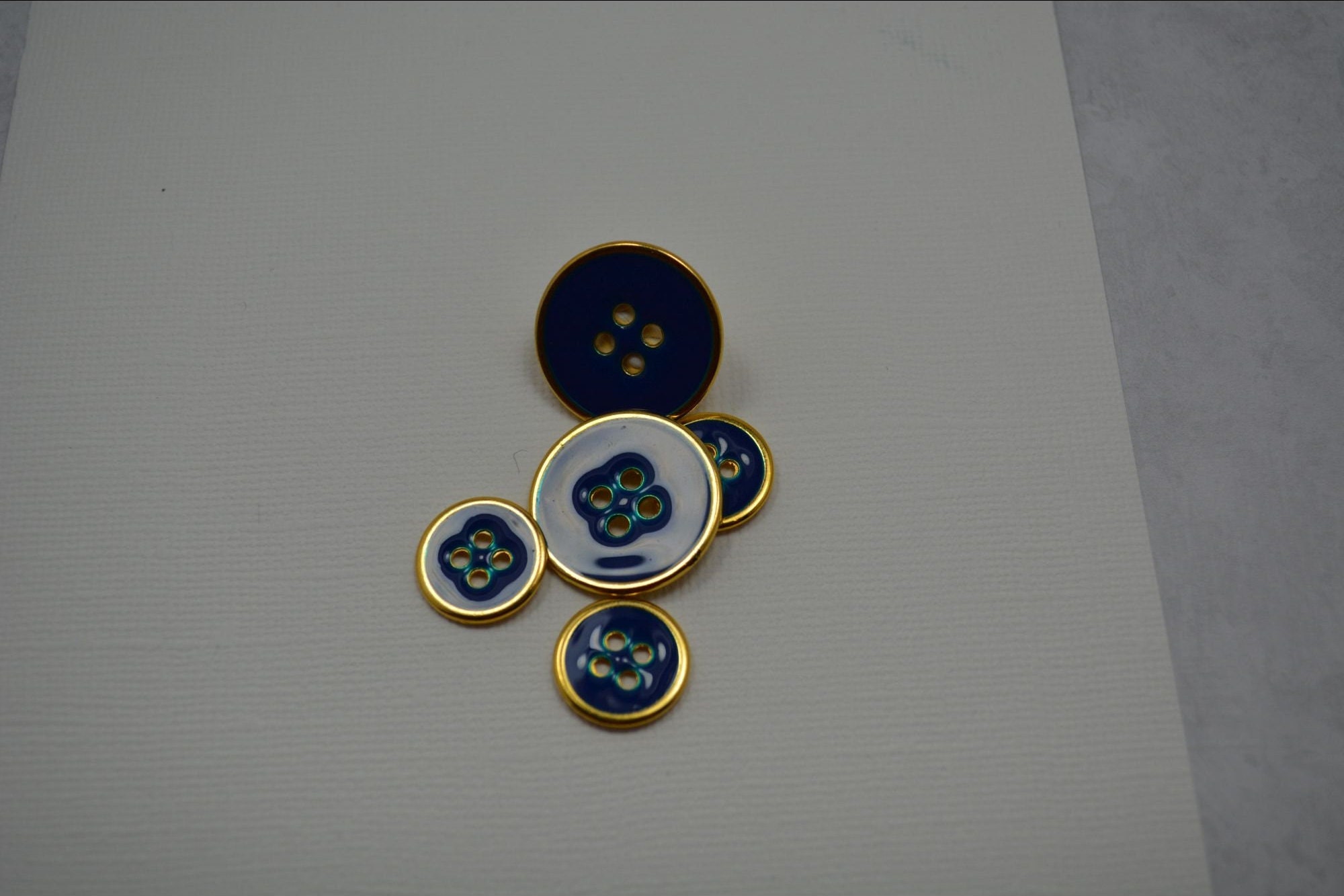 Navy Enamel With Gold Rim Button 4 Hole E-04 - Etsy