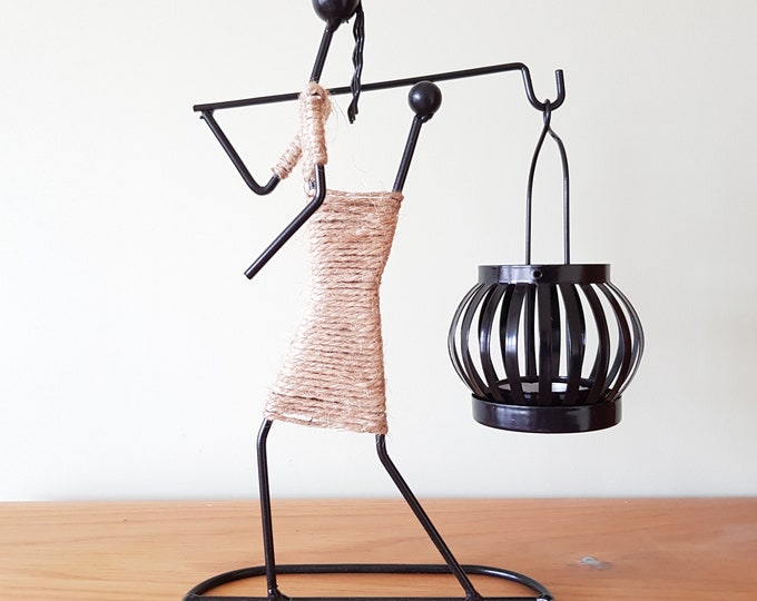 African Woman and Baby Candle Holder Statue Figurine for Tealights or