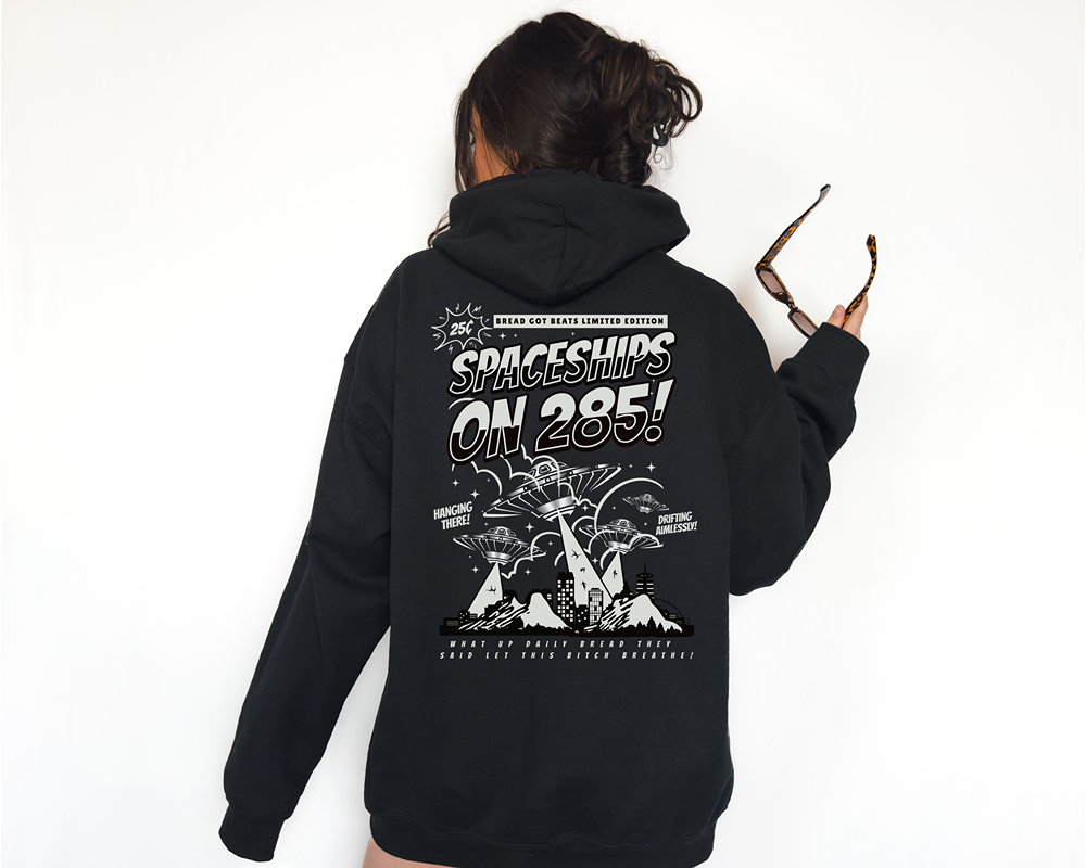 Spaceships on I-285 Black Hoodie Atlanta Daily Bread Hoodie