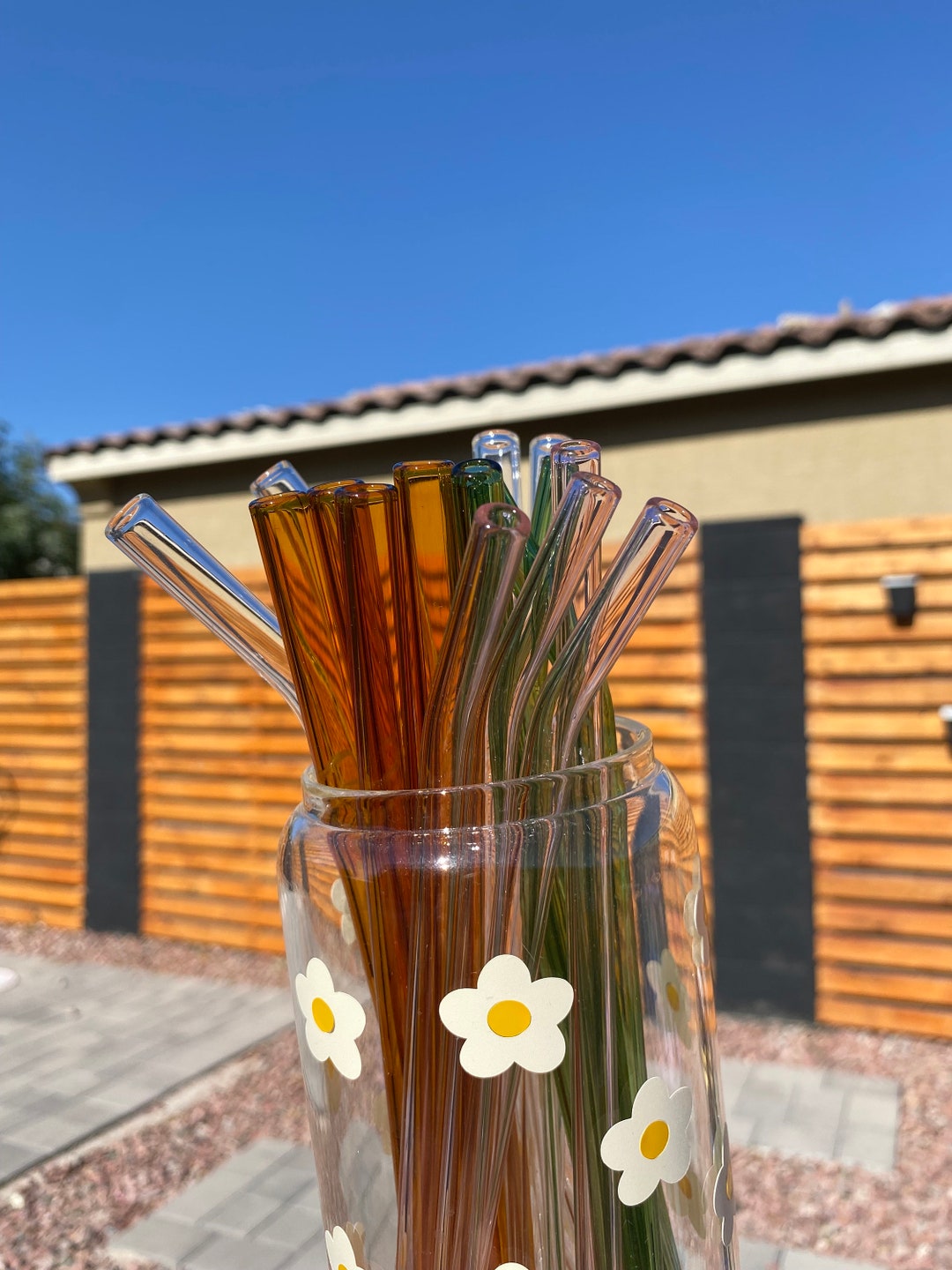 Glass Straws Cute Straws Green Glass Straw Pink Glass Etsy