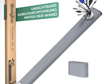 Unterputz Kabelkanal Set - Multimedia Rohr Unsichtbare TV Kabeldurchführung, Kabel Versteck hinter Wand, Elektro Installationsrohr 1.1M lang