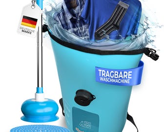 Tragbare Waschmaschine ohne Strom - Faltbarer Pömpel Waschbrett Set, leicht, Handwäsche, Reisewaschmaschine - Outdoor für Camping, Reisen
