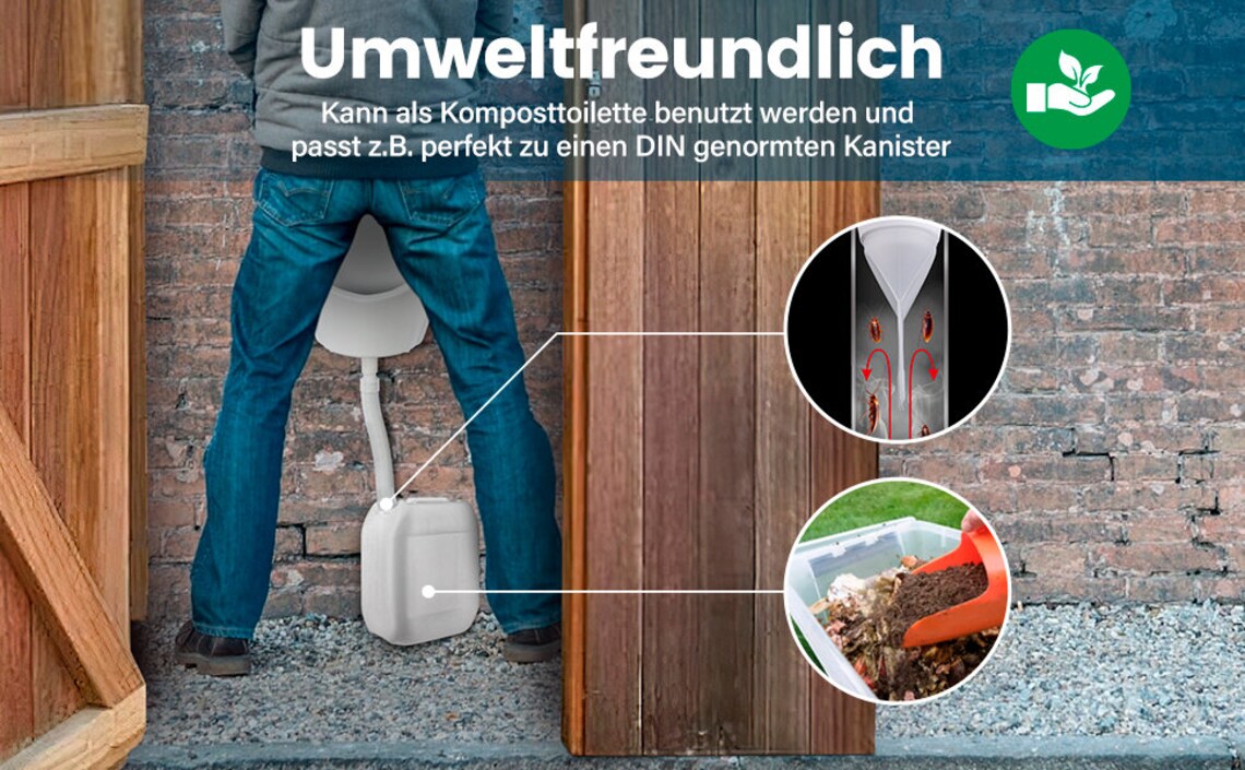 Urinoir Sans Eau Extérieur Avec Tuyau - Gris, Résistant Aux UV, Facile à Installer