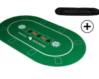 XXL Profi Pokermatte 100 x 60cm + Tragetasche - Unterlage Pokertisch/Poker Tischauflage/Pokerteppich/Pokertuch Texas Holdem, Casino, Grün