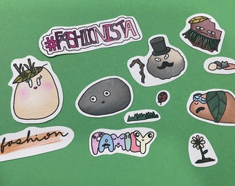 Stoney and Friends (1): Matte Stickers - Original Character Stickers, Nature Characters, Rock Stickers, Stone Characters, Assorted Stickers