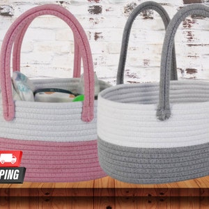 Cotton Rope Storage Basket Baby Diaper Basket Baby Shower Gift Basket Diaper Bag Diaper Tote Caddy Organizer New Baby Gift