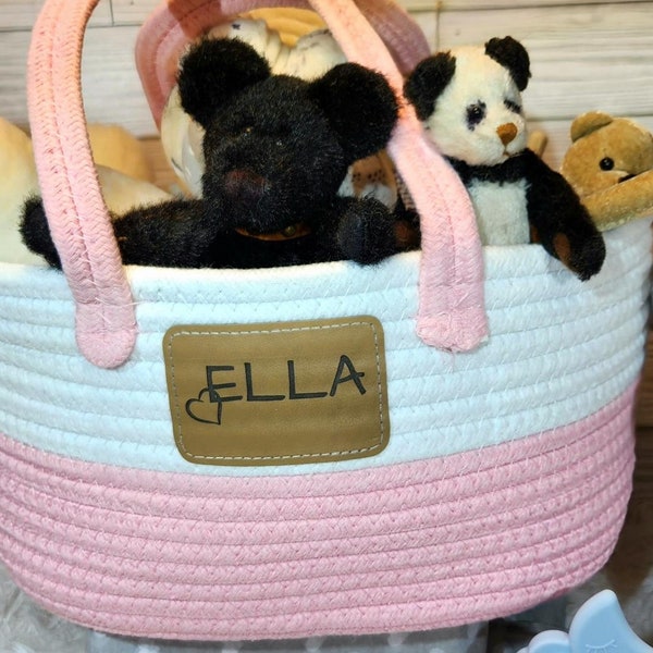 Personalized Cotton Rope Storage Basket Baby Diaper Basket Personalized Baby Shower Gift Basket Diaper Bag Diaper Tote Caddy  New Baby Gift