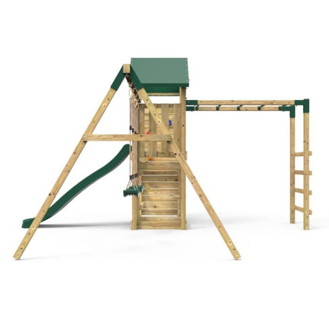 Rebo Wooden Climbing Frame With Vertical Rock Wall Swing Set Etsy