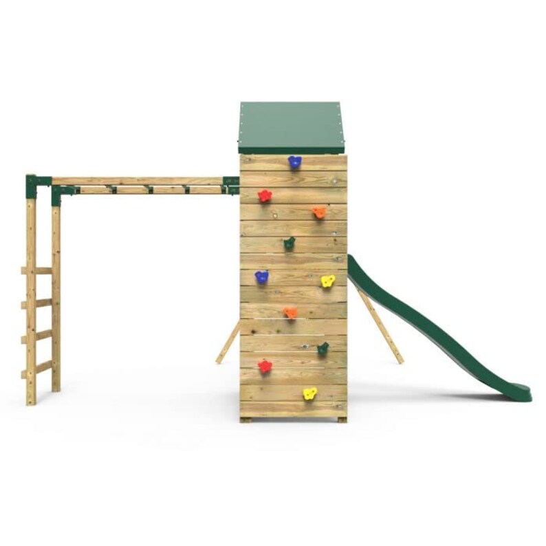 Rebo Wooden Climbing Frame With Vertical Rock Wall Swing Set Etsy