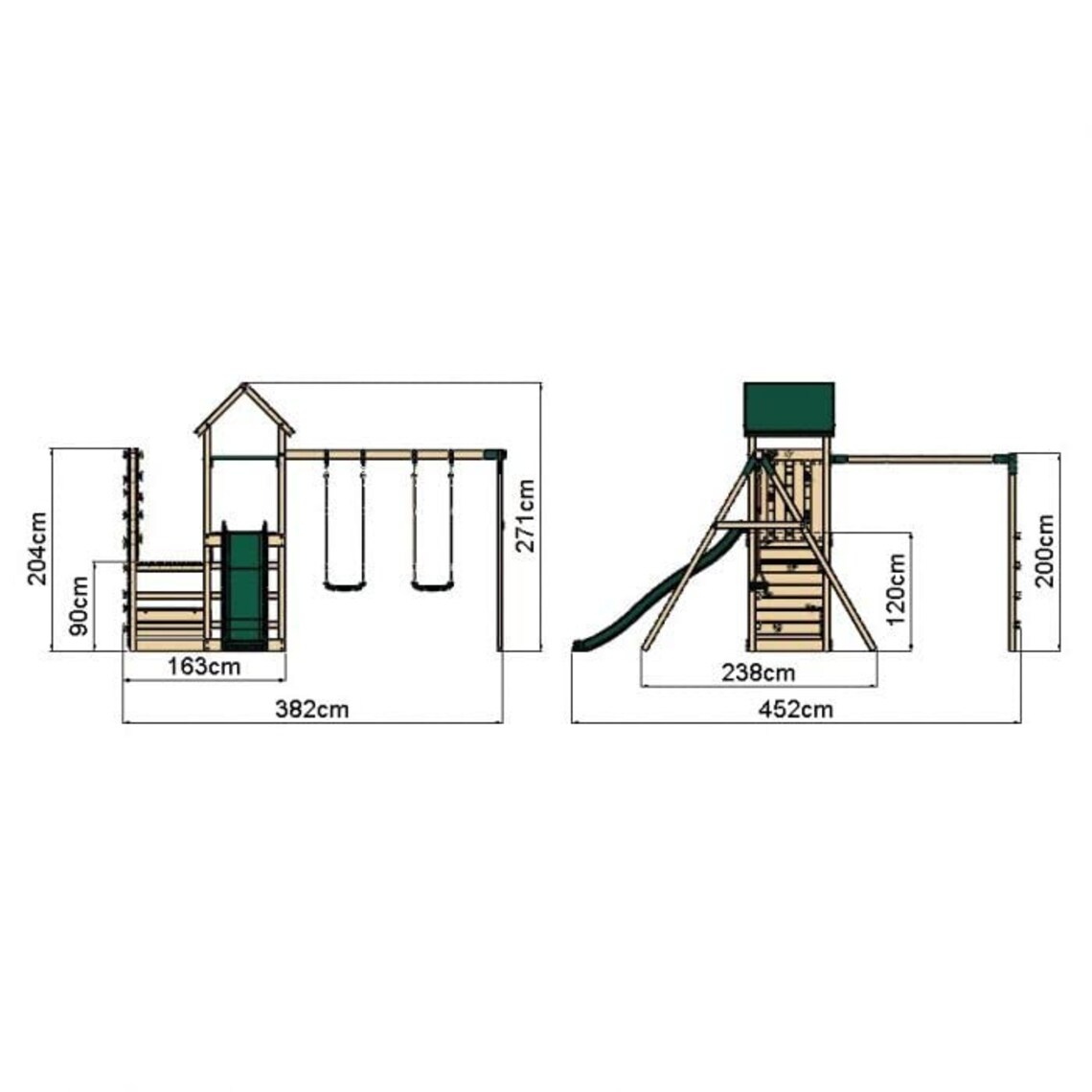 Rebo Wooden Climbing Frame With Vertical Rock Wall Swing Set Etsy