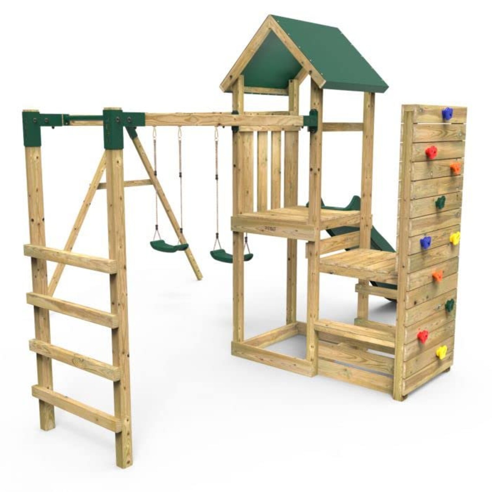 Rebo Wooden Climbing Frame With Vertical Rock Wall Swing Set Etsy