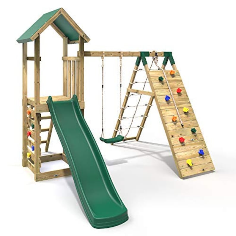 Rebo® Challenge Wooden Climbing Frame With Swings Slide and Etsy UK