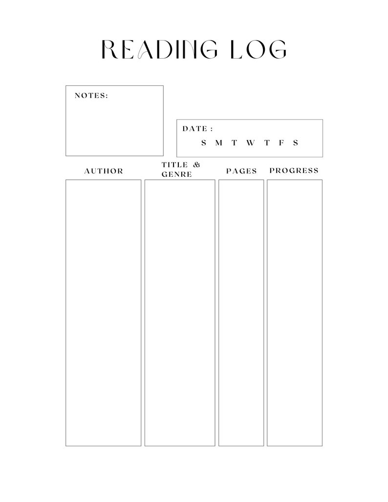 Reading Tracker Template Etsy Reading Tracker Template Etsy
