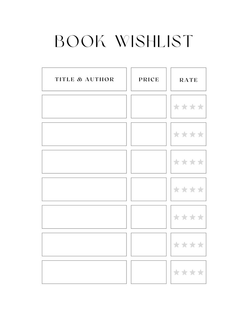 Reading Tracker Template Etsy Reading Tracker Template Etsy