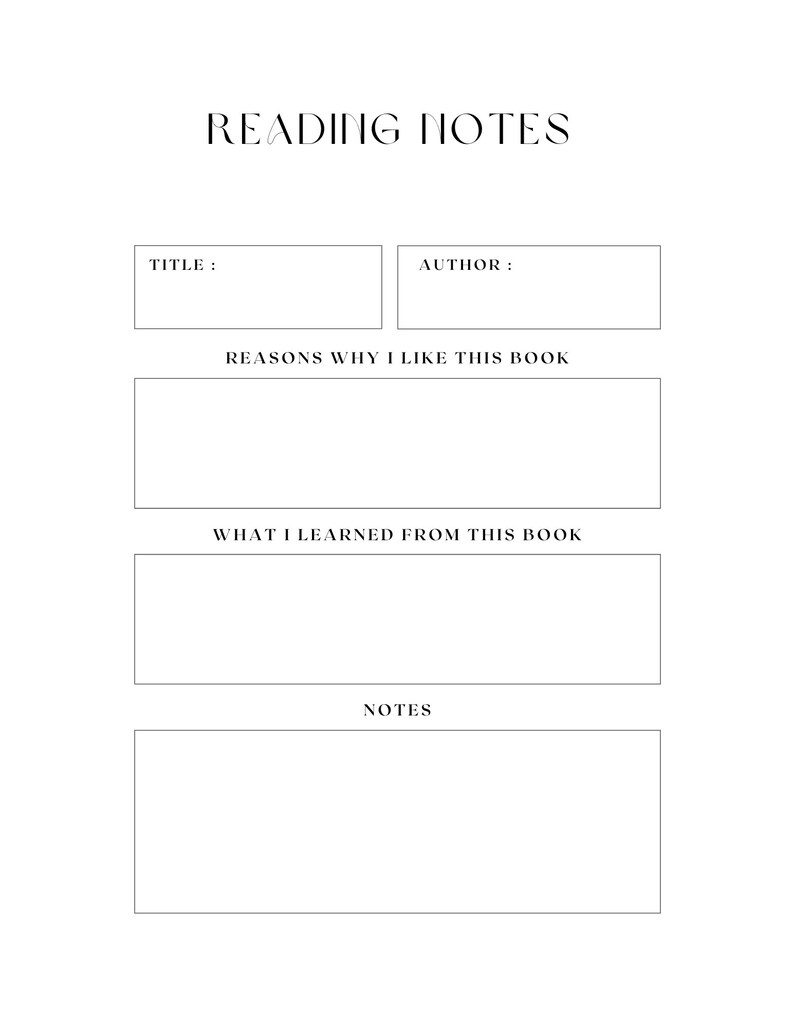 Reading Tracker Template Etsy Reading Tracker Template Etsy
