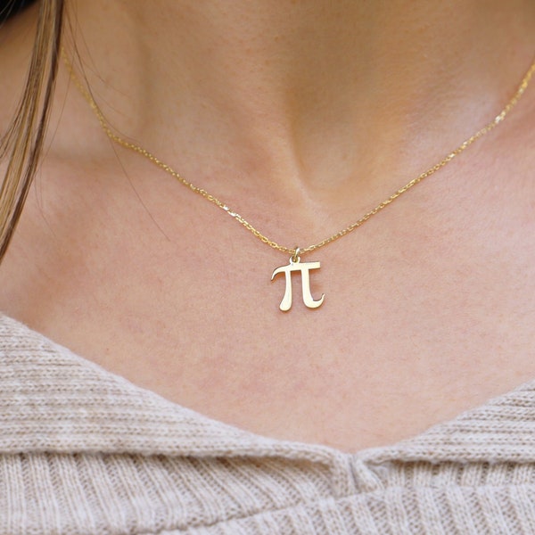 Dainty Pendant Charm Pi Symbol Necklace | Delicate Math Symbol Gold Necklace | Teacher Gift | Birthday Handmade Jewelry Gifts