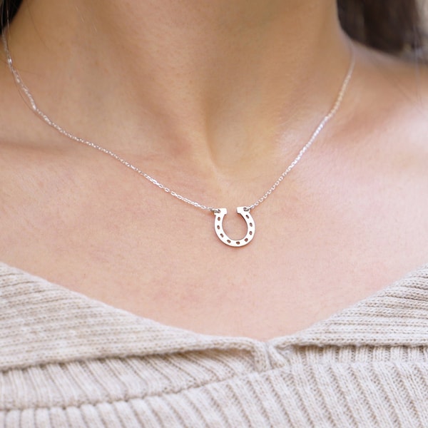 Tiny Horseshoe Necklace | Silver Horseshoe Necklace | Make a Good Luck Wish | Lucky Necklace | Horseshoe Gifts | Christmas Gifts