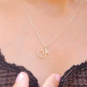 Colar inicial cursiva personalizado, joias iniciais de prata esterlina personalizadas, colar de letras de script de ouro 18K, joias de ouro rosa 18K presentes