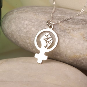 Silver Venus Necklace, Female Symbol Dainty Gold Necklace | Girl Power Choker Pendant Necklace | Empowerment Jewellery | Gift for Her