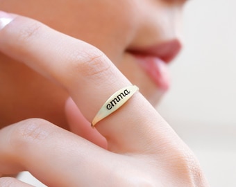 Personalized Name Ring, 14K Gold Filled Stackable Name Ring, Custom Name Ring, Engraved Ring, Custom Name Ring, Gift For her