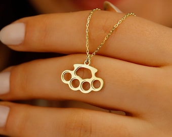Sterling Silver Knuckle Pendant Necklace: Gold Filled Fist Necklace