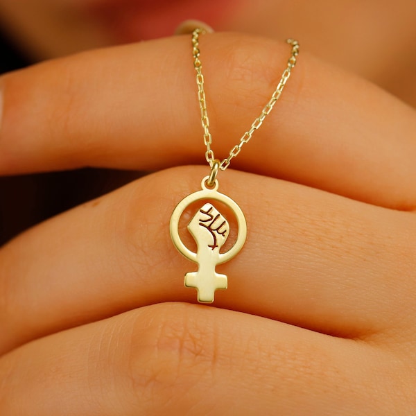 Silver Venus Necklace, Female Symbol Dainty Gold Necklace | Girl Power Choker Pendant Necklace | Empowerment Jewellery | Gift for Her