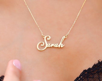 Personalisierte Gold Name Halskette | Benutzerdefinierte Name Halskette, Typenschild Halskette | Personalisierter Namensschmuck