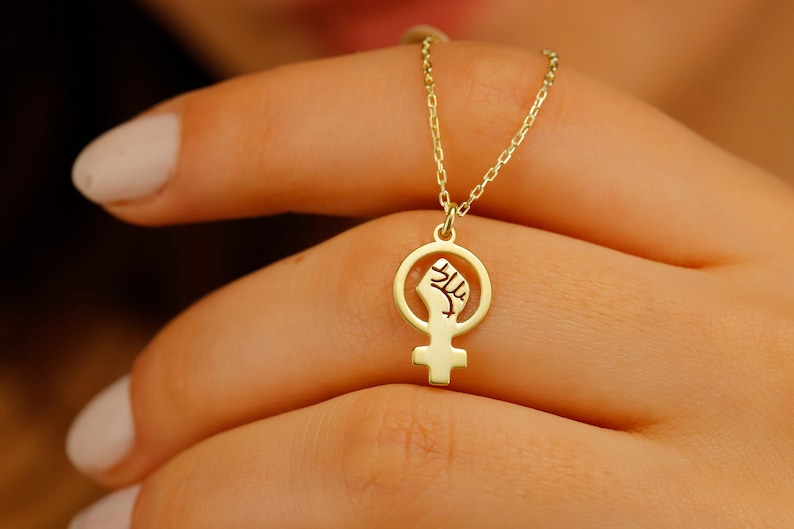 Silver Venus Necklace, Female Symbol Dainty Gold Necklace | Girl Power Choker Pendant Necklace | Empowerment Jewellery | Gift for Her