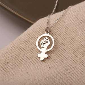 Silver Venus Necklace, Female Symbol Dainty Gold Necklace | Girl Power Choker Pendant Necklace | Empowerment Jewellery | Gift for Her