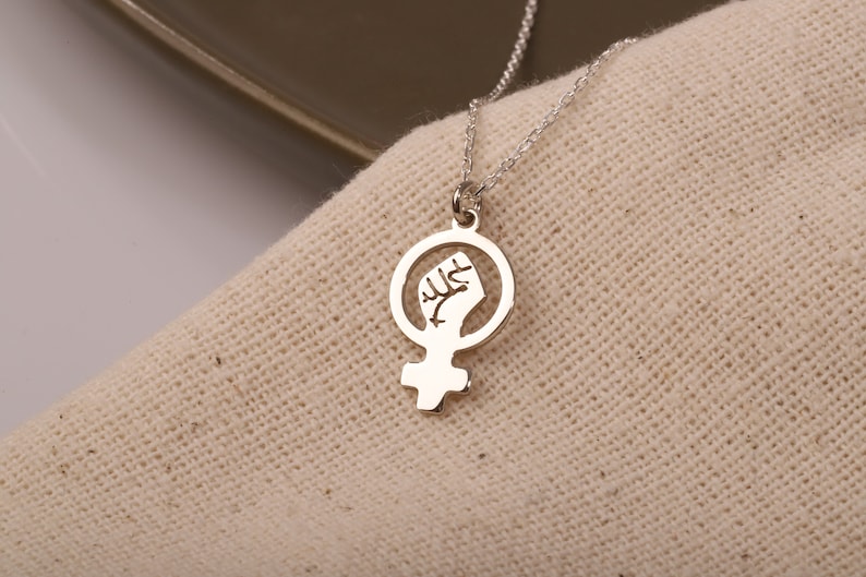 Silver Venus Necklace, Female Symbol Dainty Gold Necklace | Girl Power Choker Pendant Necklace | Empowerment Jewellery | Gift for Her