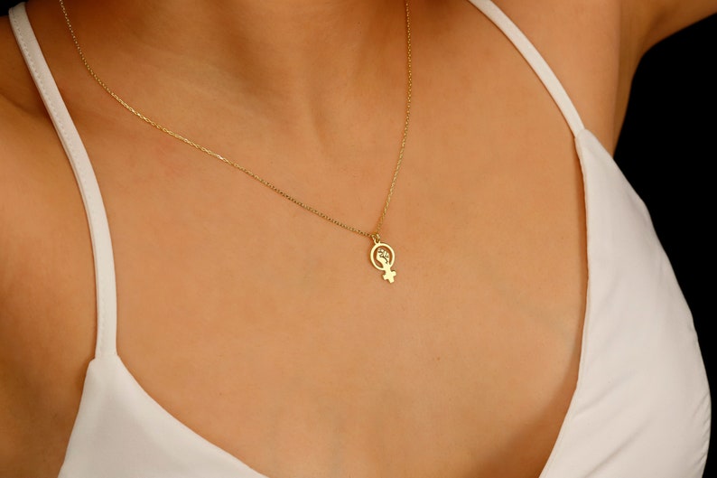 Silver Venus Necklace, Female Symbol Dainty Gold Necklace | Girl Power Choker Pendant Necklace | Empowerment Jewellery | Gift for Her