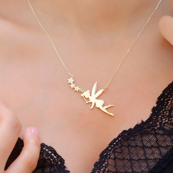 Collier de fée volante, pendentif de fée pour filles, bijoux minimalistes délicats, collier de petite fille, collier pour enfants, cadeau pour fille