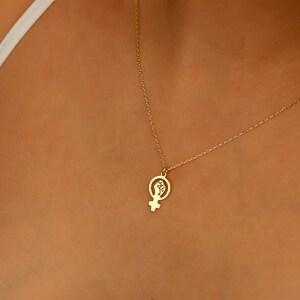 Silver Venus Necklace, Female Symbol Dainty Gold Necklace | Girl Power Choker Pendant Necklace | Empowerment Jewellery | Gift for Her