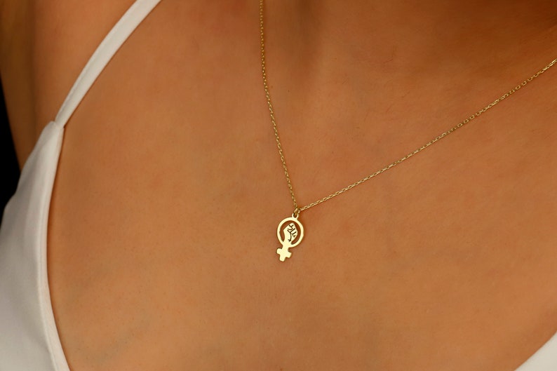 Silver Venus Necklace, Female Symbol Dainty Gold Necklace | Girl Power Choker Pendant Necklace | Empowerment Jewellery | Gift for Her