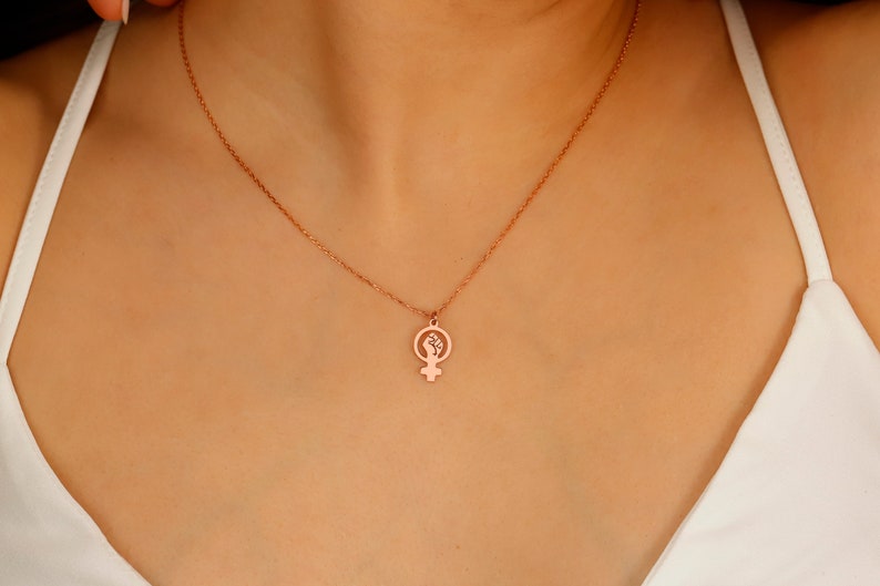 Silver Venus Necklace, Female Symbol Dainty Gold Necklace | Girl Power Choker Pendant Necklace | Empowerment Jewellery | Gift for Her