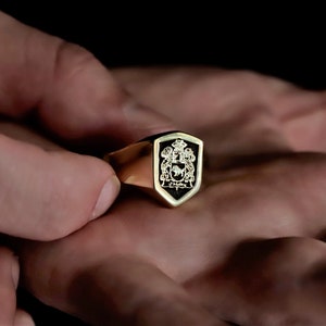 Anillo de escudo familiar único, anillo de escudo de armas, anillo de sello de escudo familiar, anillo de sello personalizado, anillo de sello de cera personalizado, regalo para ella / él imagen 2