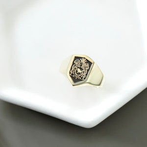 Anillo de escudo familiar único, anillo de escudo de armas, anillo de sello de escudo familiar, anillo de sello personalizado, anillo de sello de cera personalizado, regalo para ella / él imagen 9