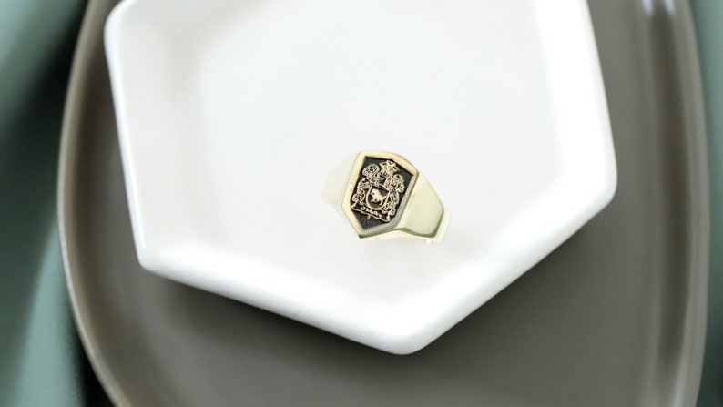 Anillo de escudo familiar único, anillo de escudo de armas, anillo de sello de escudo familiar, anillo de sello personalizado, anillo de sello de cera personalizado, regalo para ella / él imagen 9