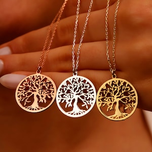 Keltische Baum des Lebens Gold Halskette | Anhänger Stammbaum Halskette | 925 Sterling Silber Schmuck | Geschenk für Mama | Geburtstags-Geschenke