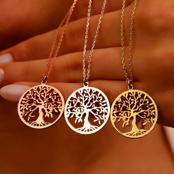 Celtic Tree of Life Gold Necklace | Pendant Family Tree Necklace | 925 Sterling Silver Jewellery | Gift for Mom | Birthday Gifts