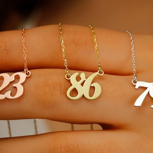 Favourite Number Necklace | Spiritual Number Necklace | Gold Lucky Number Necklace | Birth Year Necklace | Gift for Friend