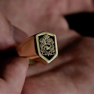 Anillo de escudo familiar único, anillo de escudo de armas, anillo de sello de escudo familiar, anillo de sello personalizado, anillo de sello de cera personalizado, regalo para ella / él imagen 7