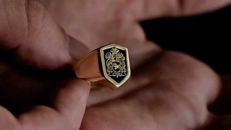 Anillo de escudo familiar único, anillo de escudo de armas, anillo de sello de escudo familiar, anillo de sello personalizado, anillo de sello de cera personalizado, regalo para ella / él imagen 7