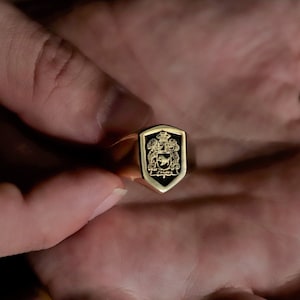 Anillo de escudo familiar único, anillo de escudo de armas, anillo de sello de escudo familiar, anillo de sello personalizado, anillo de sello de cera personalizado, regalo para ella / él imagen 8