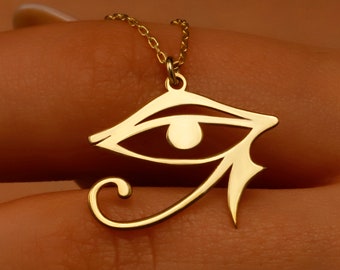 Gold Eye of Ra Necklace: Sterling Silver Egyptian Amulet